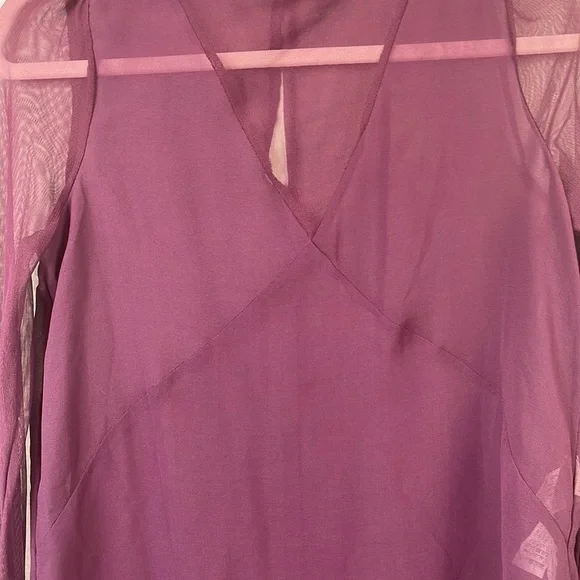 Zara sheer purple long sleeve blouse with ruffle detail size S - Picture 7 of 7